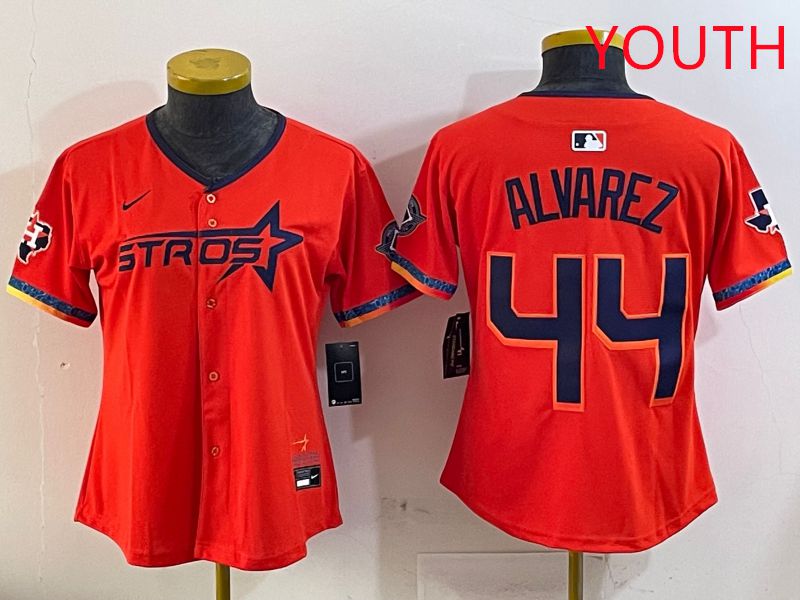 Youth Houston Astros #44 Alvarez Orange Fourth generation Joint Name Nike 2025 MLB Jersey style 1->youth mlb jersey->Youth Jersey